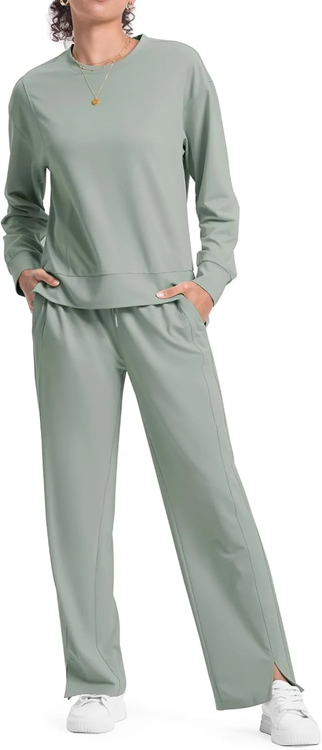 TBMPOY Womens Sweatsuit Casual Travel Outfits 2 Piece Sweat Track Suit Sweatpants Lounge Long Sleeve Airport Fall Set
