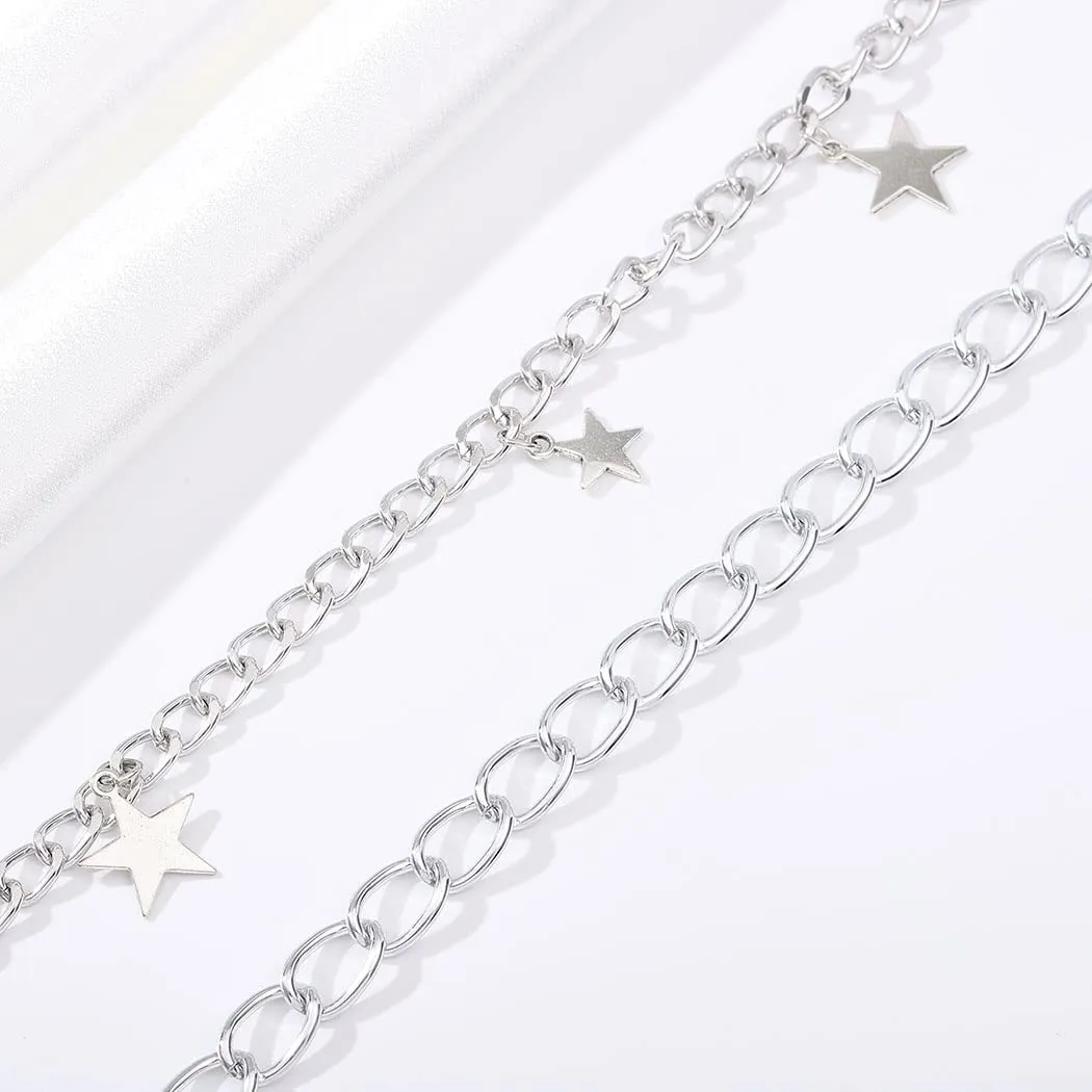 Tgirls Hip Hop Pants Chain Goth Jean Chains Star Punk Pocket Chain for Women Layered Acrylic Keychains Cute Trouser Chain Rock Wallet Chain for Men Waist Body Accessories for Girls (2 Star-2)
