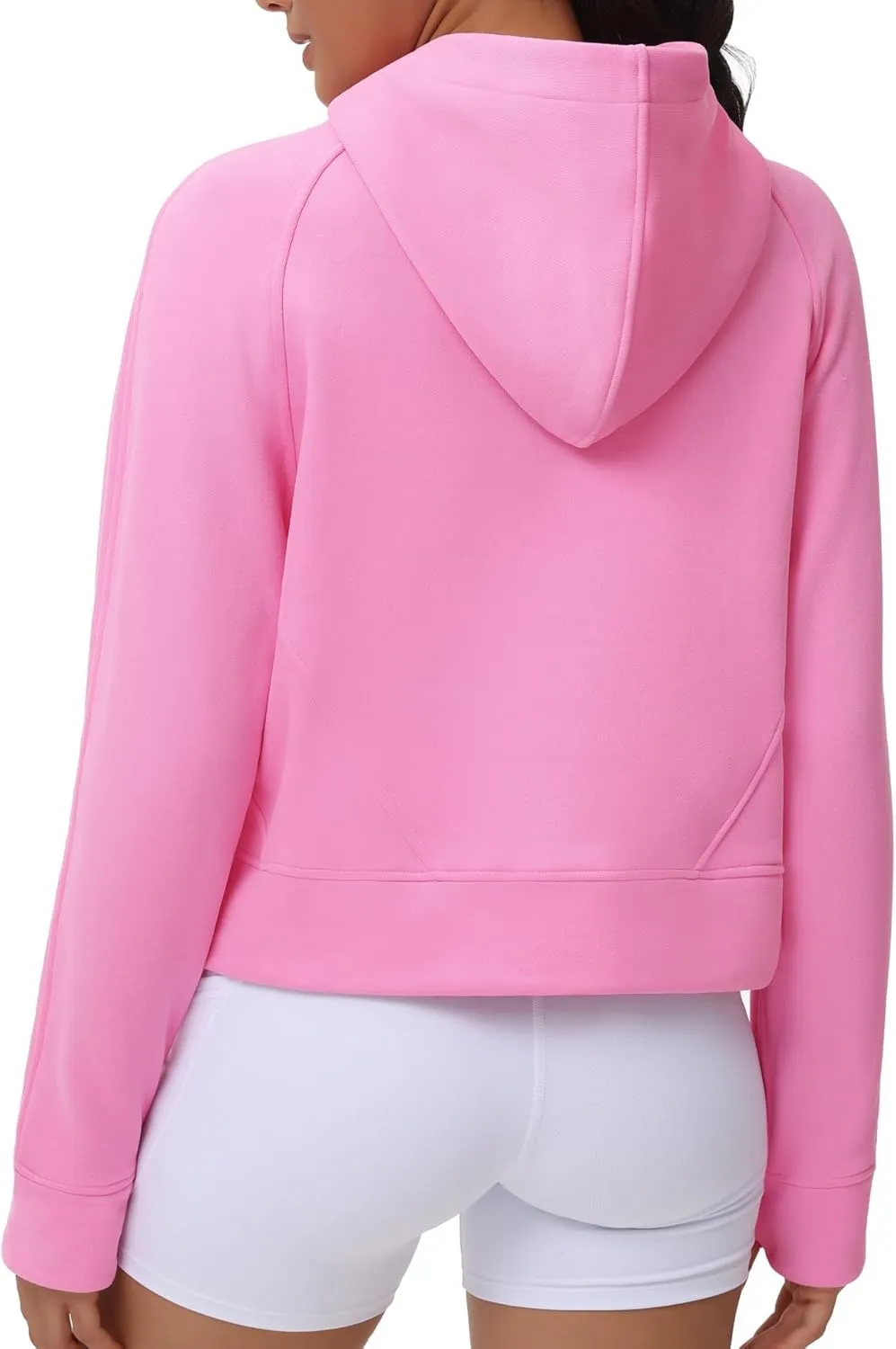 THE GYM PEOPLE Womens' Hoodies Half Zip Long Sleeve Fleece Crop Pullover Sweatshirts with Pockets Thumb Hole