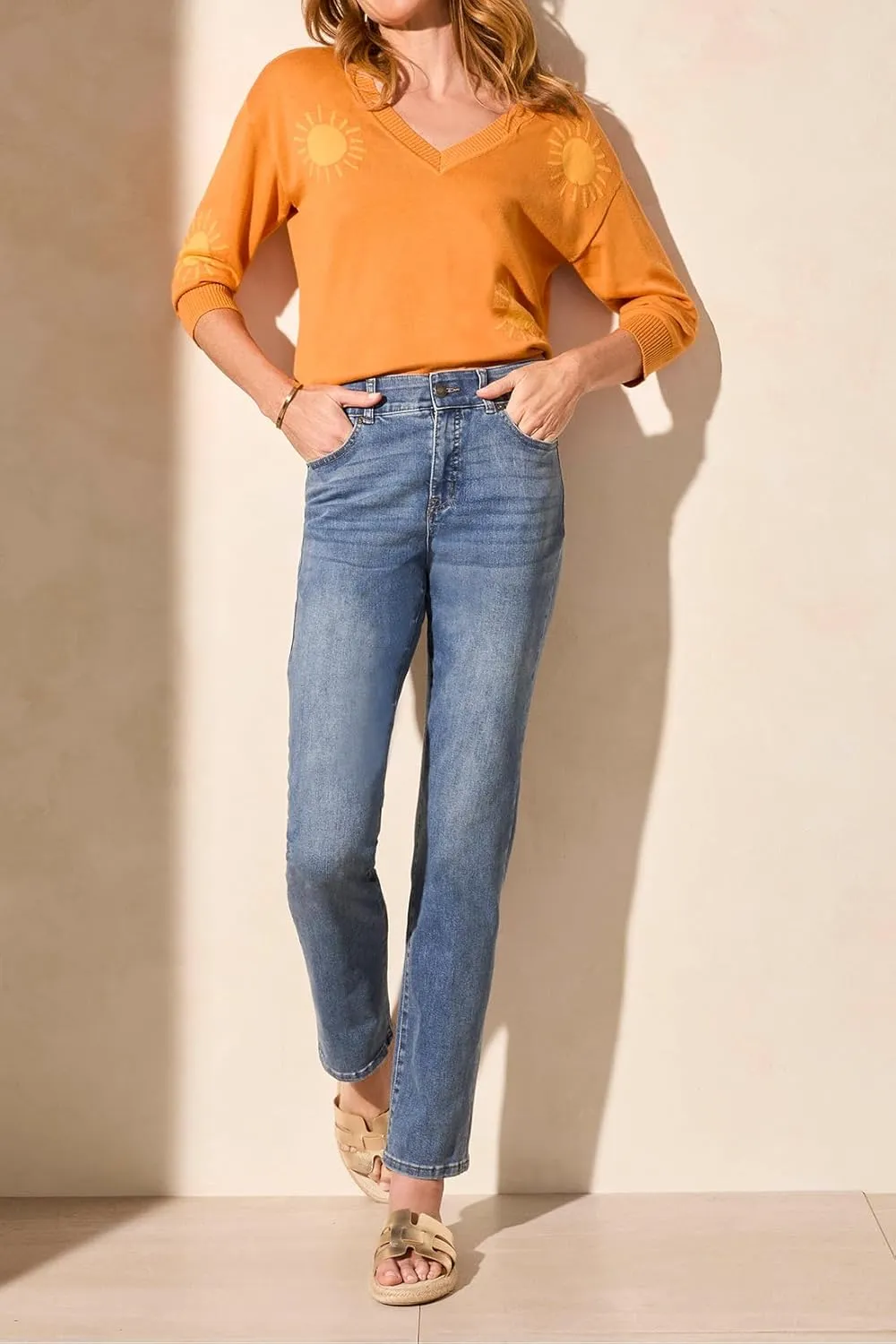 Tribal Women's Sophia Curvy Straight Fit Jeans (Regular, Plus and Petite Sizes)