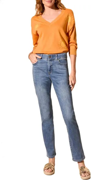 Tribal Women's Sophia Curvy Straight Fit Jeans (Regular, Plus and Petite Sizes)