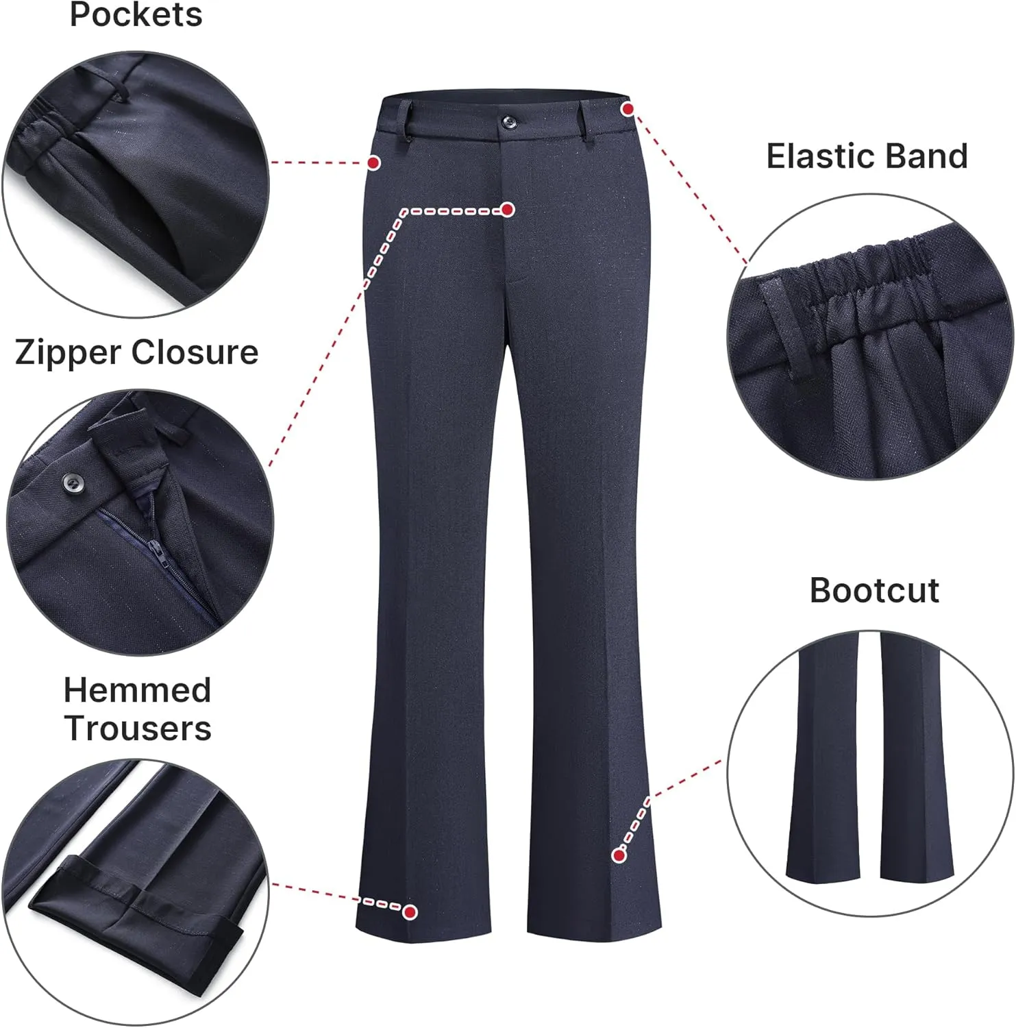 TRONSTORE Women's Suit 2 Piece Set Pinstripe Blazer and Bootcut Dressy Pants Set for Work Office Business Outfits