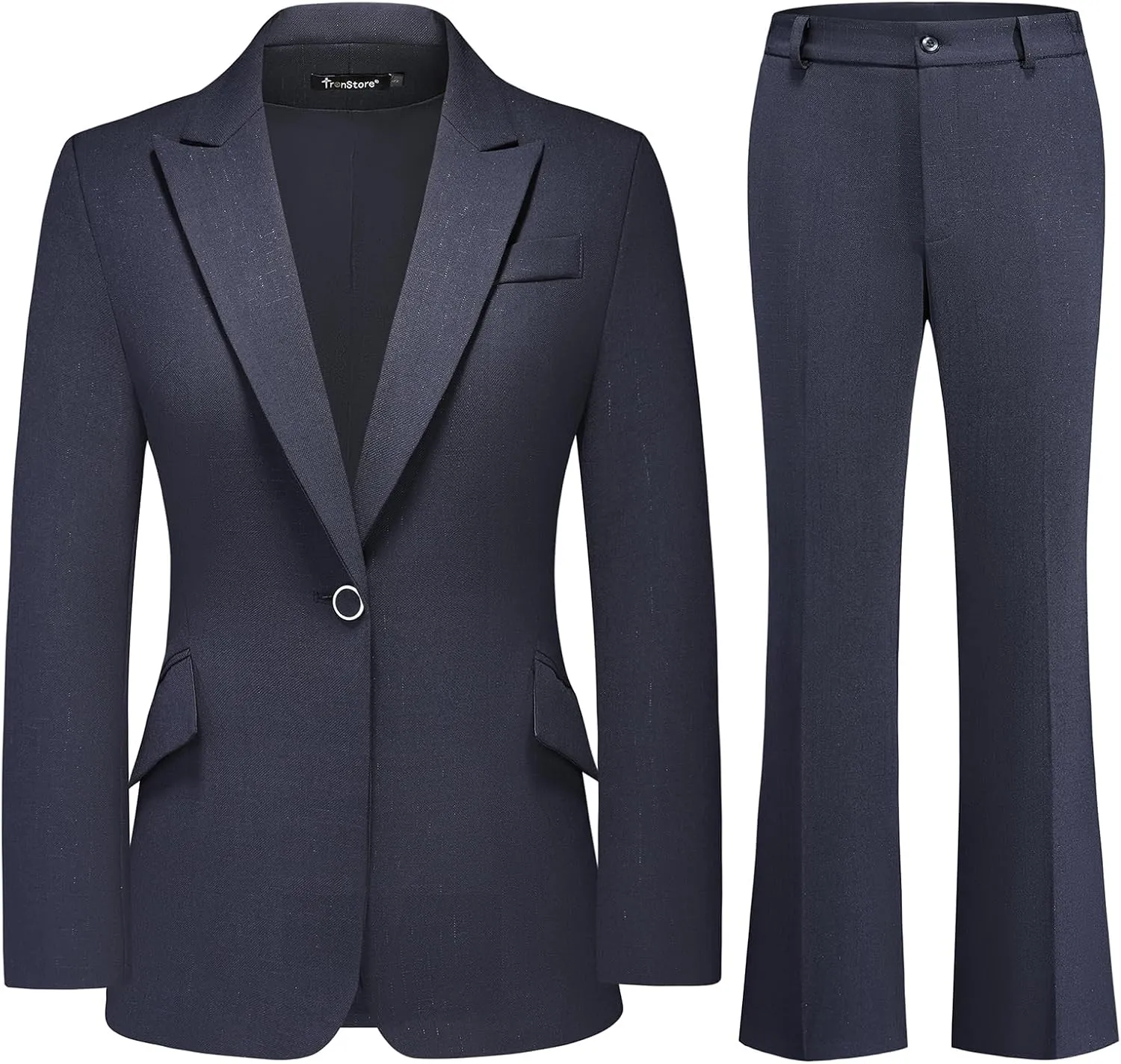 TRONSTORE Women's Suit 2 Piece Set Pinstripe Blazer and Bootcut Dressy Pants Set for Work Office Business Outfits