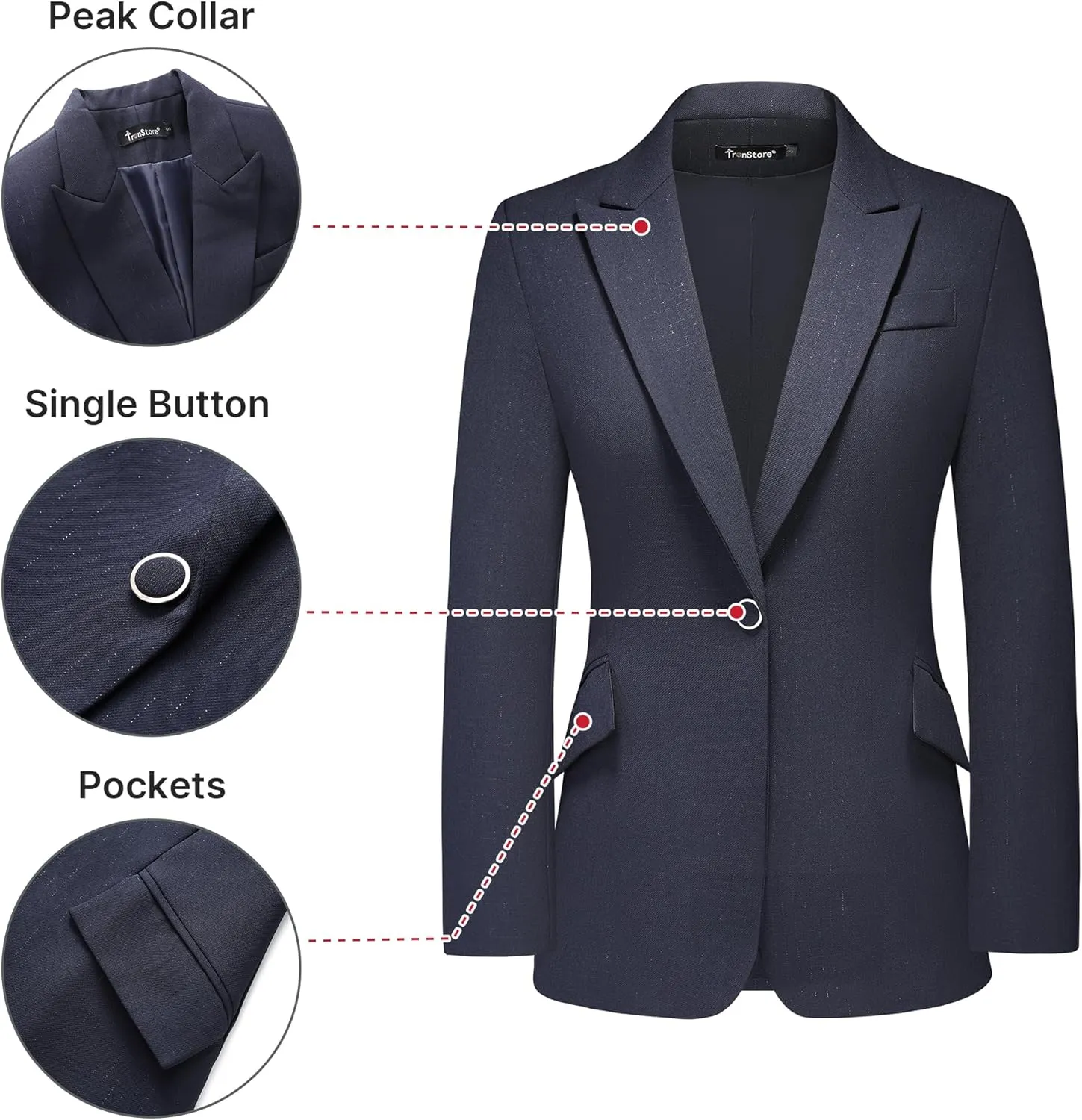 TRONSTORE Women's Suit 2 Piece Set Pinstripe Blazer and Bootcut Dressy Pants Set for Work Office Business Outfits