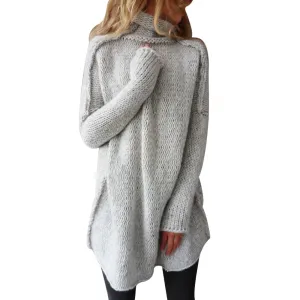 Turtleneck Women Knit Sweater Winter Long