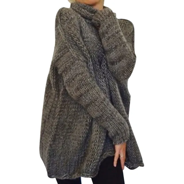 Turtleneck Women Knit Sweater Winter Long