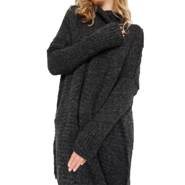 Turtleneck Women Knit Sweater Winter Long
