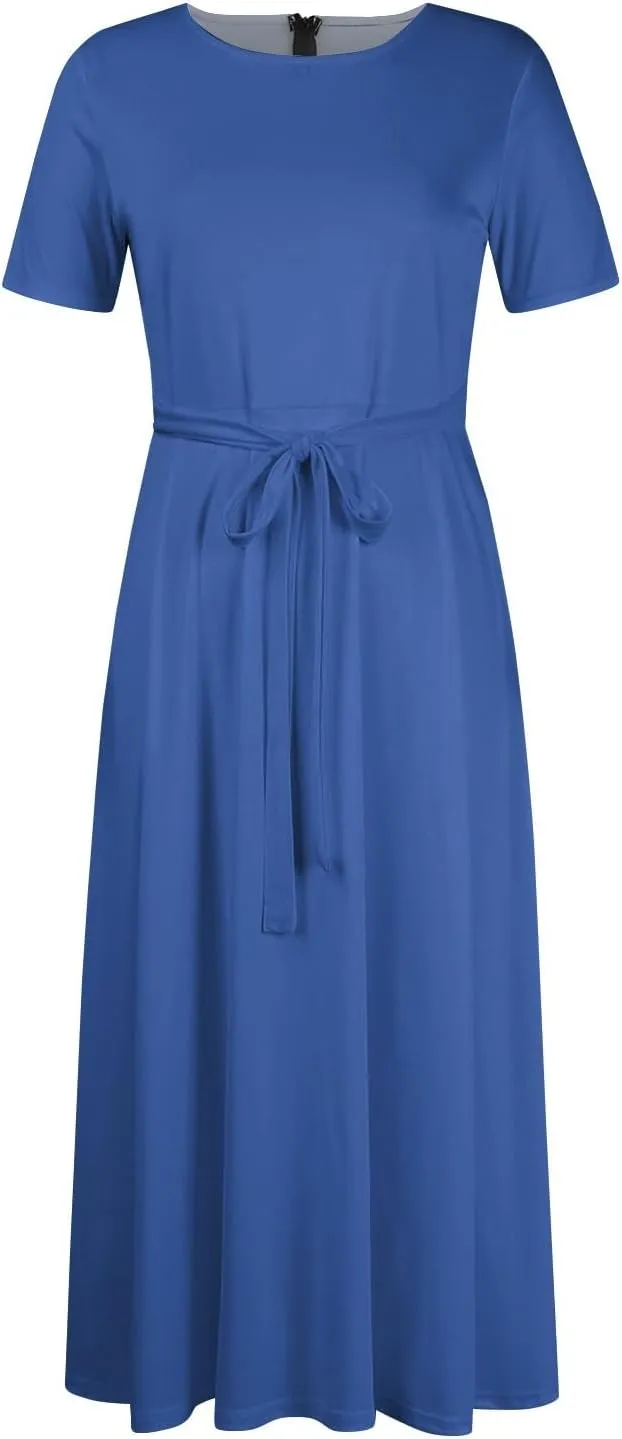 UQRZAU Women's Dresses, Spring Dress for Women 2024 Trendy Plus Size Summer/Fall Short Sleeve with Pockets Dress, XL, 5XL