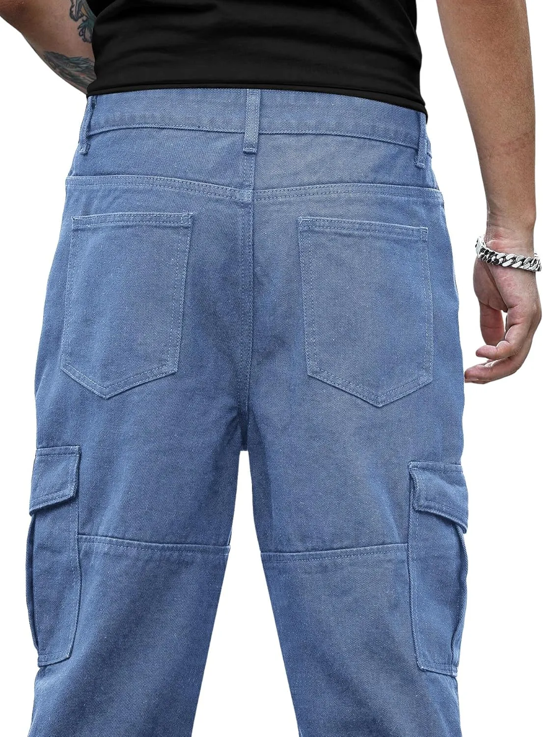 Verdusa Men's Casual Denim Cargo Pants Jeans with Cargo Pockets