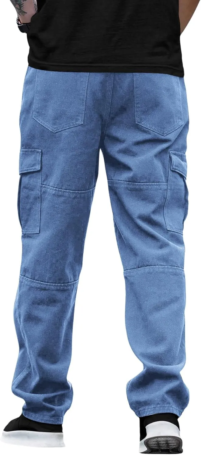 Verdusa Men's Casual Denim Cargo Pants Jeans with Cargo Pockets