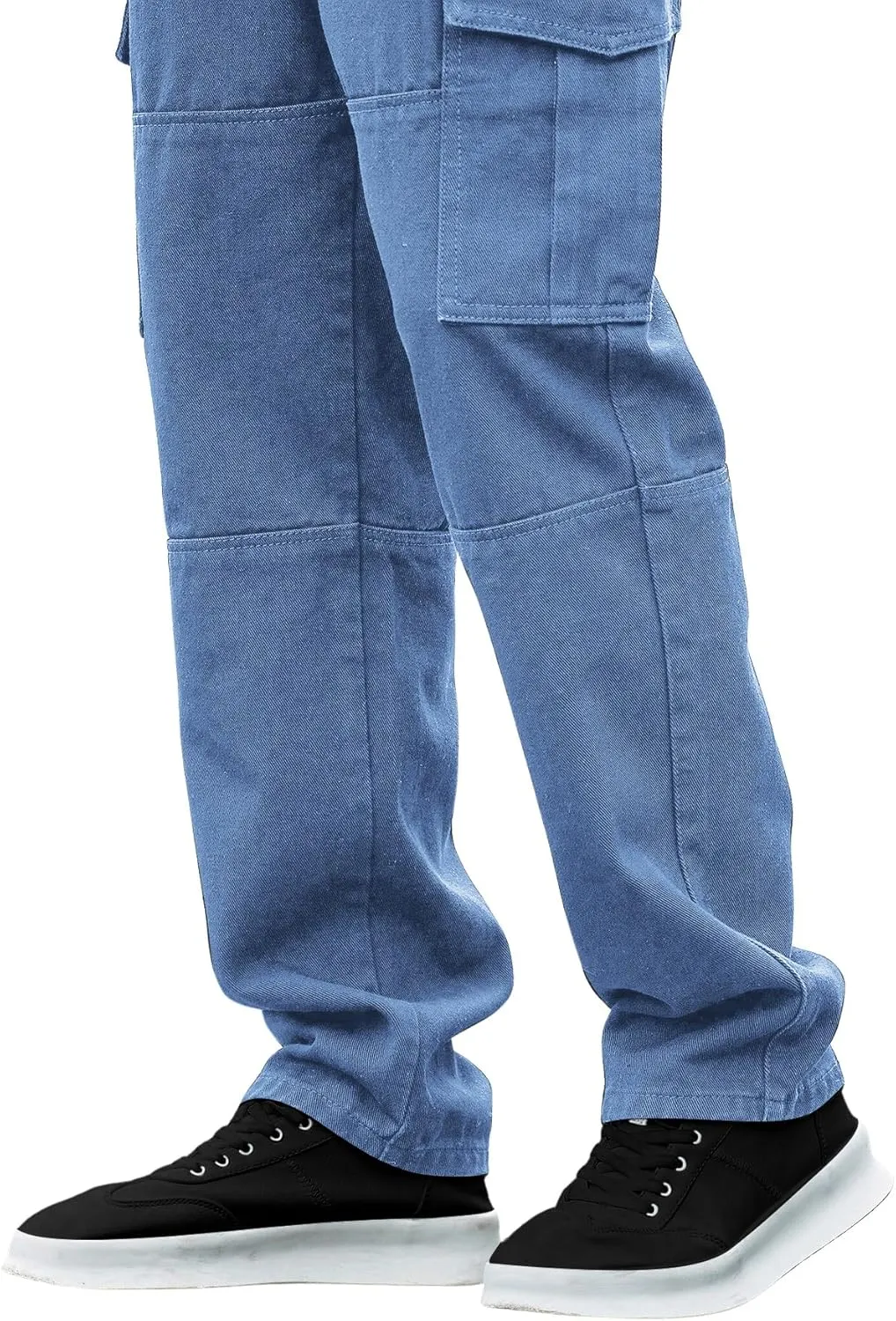 Verdusa Men's Casual Denim Cargo Pants Jeans with Cargo Pockets