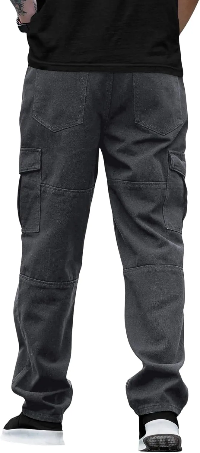 Verdusa Men's Casual Denim Cargo Pants Jeans with Cargo Pockets