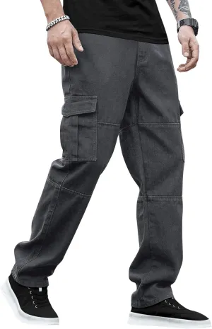 Verdusa Men's Casual Denim Cargo Pants Jeans with Cargo Pockets