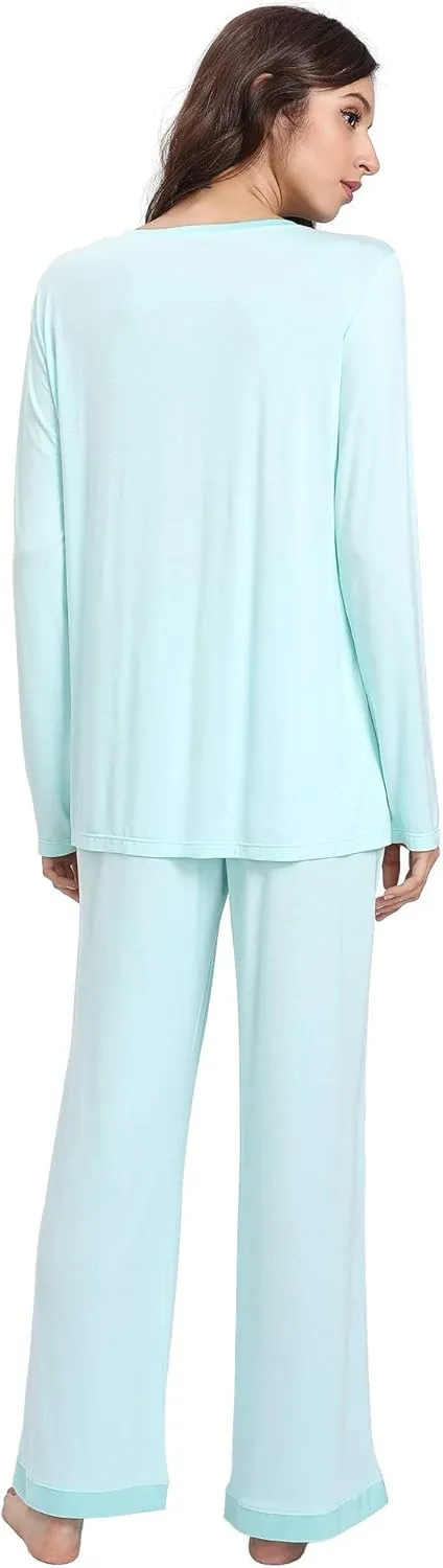 Viscose from Bamboo Women's Pajama Sets Super Soft Long Sleeve Sleepwear Comfy Winter Pjs Sets S-4X