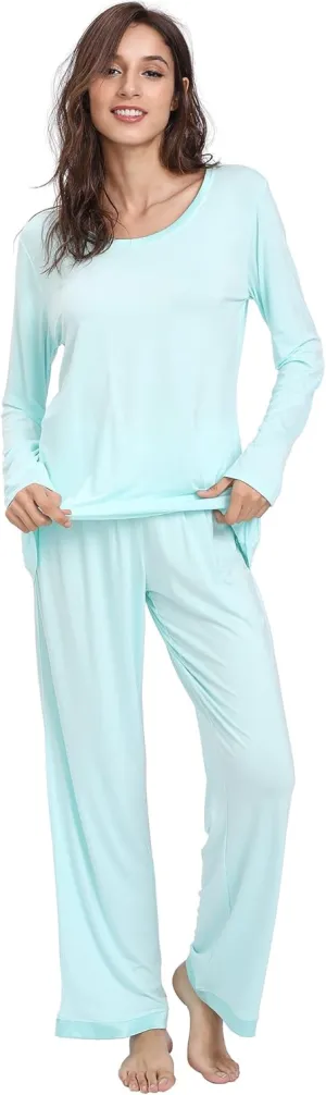 Viscose from Bamboo Women's Pajama Sets Super Soft Long Sleeve Sleepwear Comfy Winter Pjs Sets S-4X