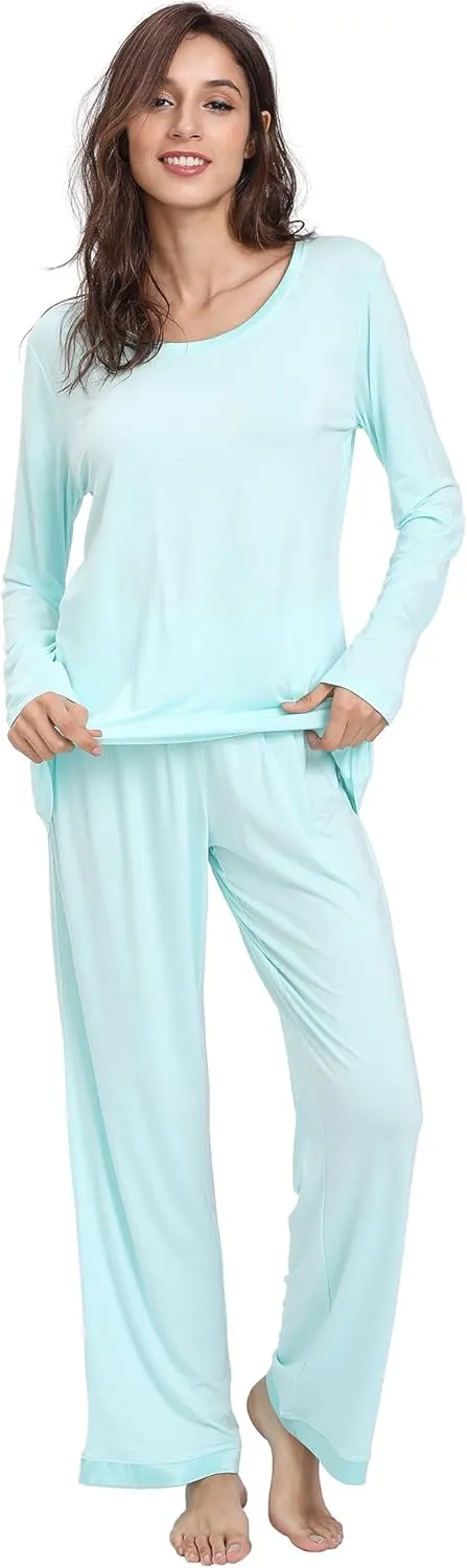Viscose from Bamboo Women's Pajama Sets Super Soft Long Sleeve Sleepwear Comfy Winter Pjs Sets S-4X