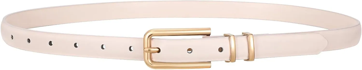 VONMELLI Women Skinny Leather Belt Thin Waist Belt for Women Jeans Dress Fashion Ladies Belt with Gold Buckle