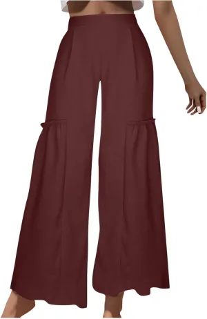 Wide Leg Trousers for Women Trendy High Waisted Flowy Palazzo Pants Casaul Beach Pants Spring Summer Fahsion 2025