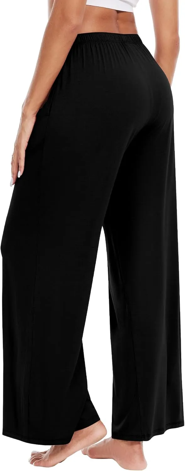 WiWi Women' s Pajamas Pants with Pocket Soft Viscose from Bamboo Yoga Loose Pant Comfy Pajama Bottoms S-XXL