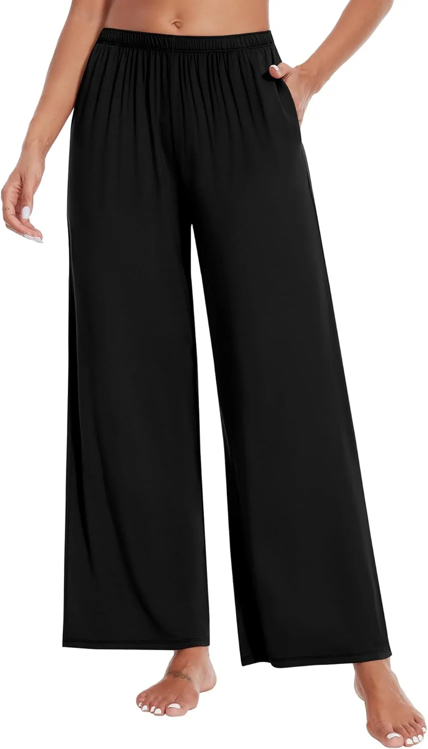 WiWi Women' s Pajamas Pants with Pocket Soft Viscose from Bamboo Yoga Loose Pant Comfy Pajama Bottoms S-XXL