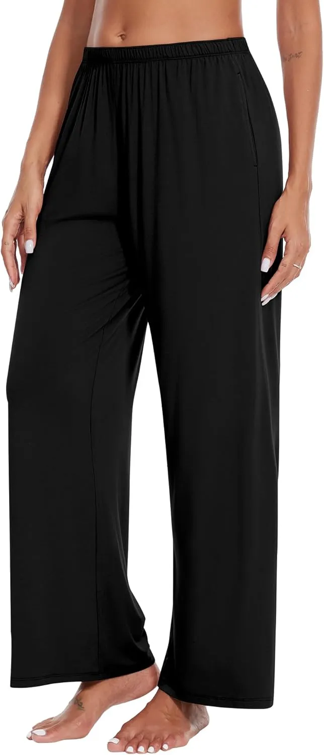 WiWi Women' s Pajamas Pants with Pocket Soft Viscose from Bamboo Yoga Loose Pant Comfy Pajama Bottoms S-XXL