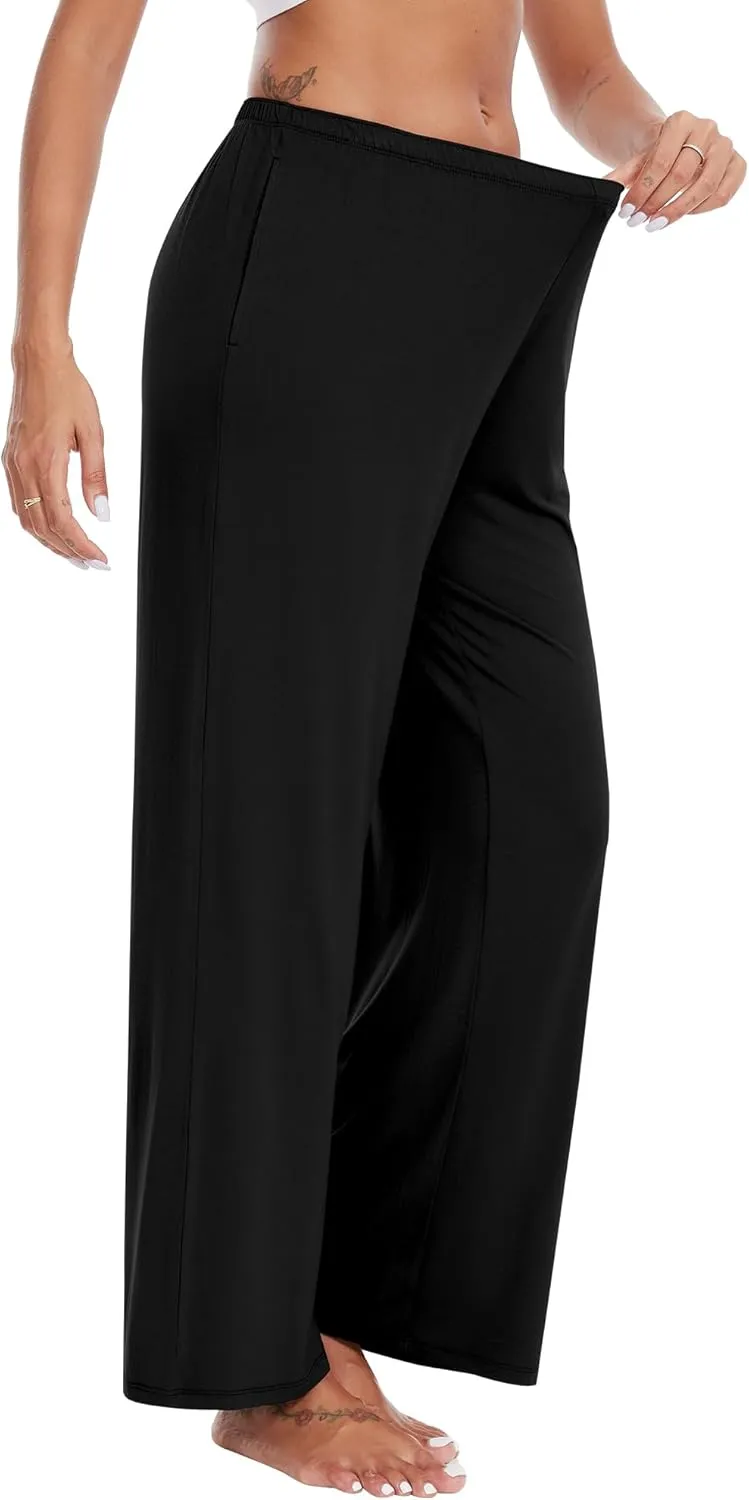 WiWi Women' s Pajamas Pants with Pocket Soft Viscose from Bamboo Yoga Loose Pant Comfy Pajama Bottoms S-XXL