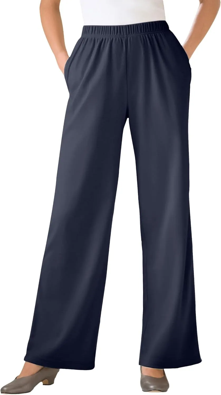 Woman Within Plus Size 7-Day Knit Wide-Leg Pant
