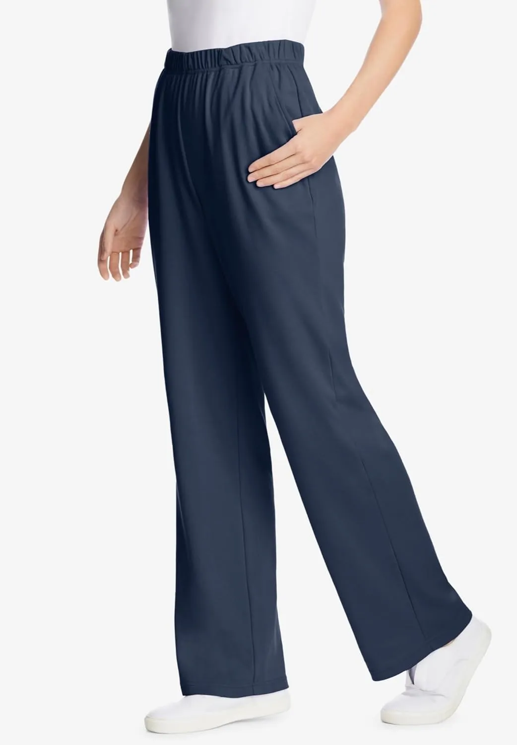 Woman Within Plus Size 7-Day Knit Wide-Leg Pant