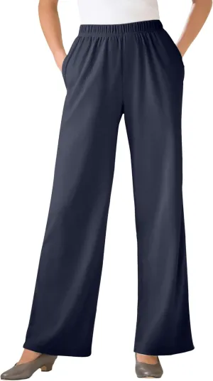 Woman Within Plus Size 7-Day Knit Wide-Leg Pant