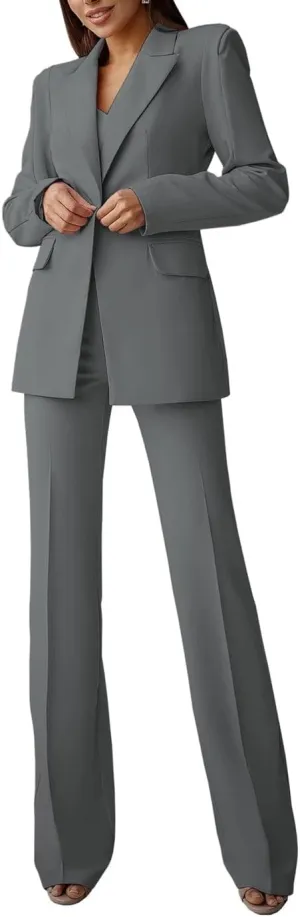 Women 2 Piece Suits Pant Elegant Peak Lapel Office Blazer Pant Suit Lady Formal Business Party Office Work Outfit