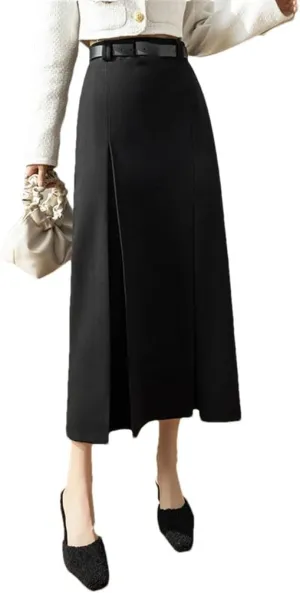 Women Retro High Waist Long Skirts. Solid Pleated Skirt. Womens High Waist Pleated Long Skirt.