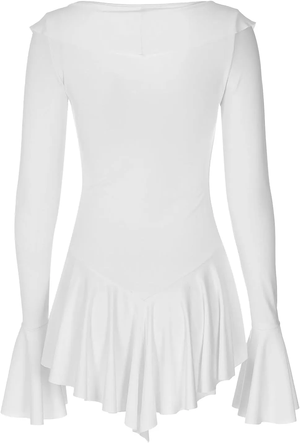 Women Sexy V Neck Dresses Tie Front Ruffle Mini Beach Dress Long Sleeve Casual Slim Fit Solid Color Ruched Bodycon Dress 2025