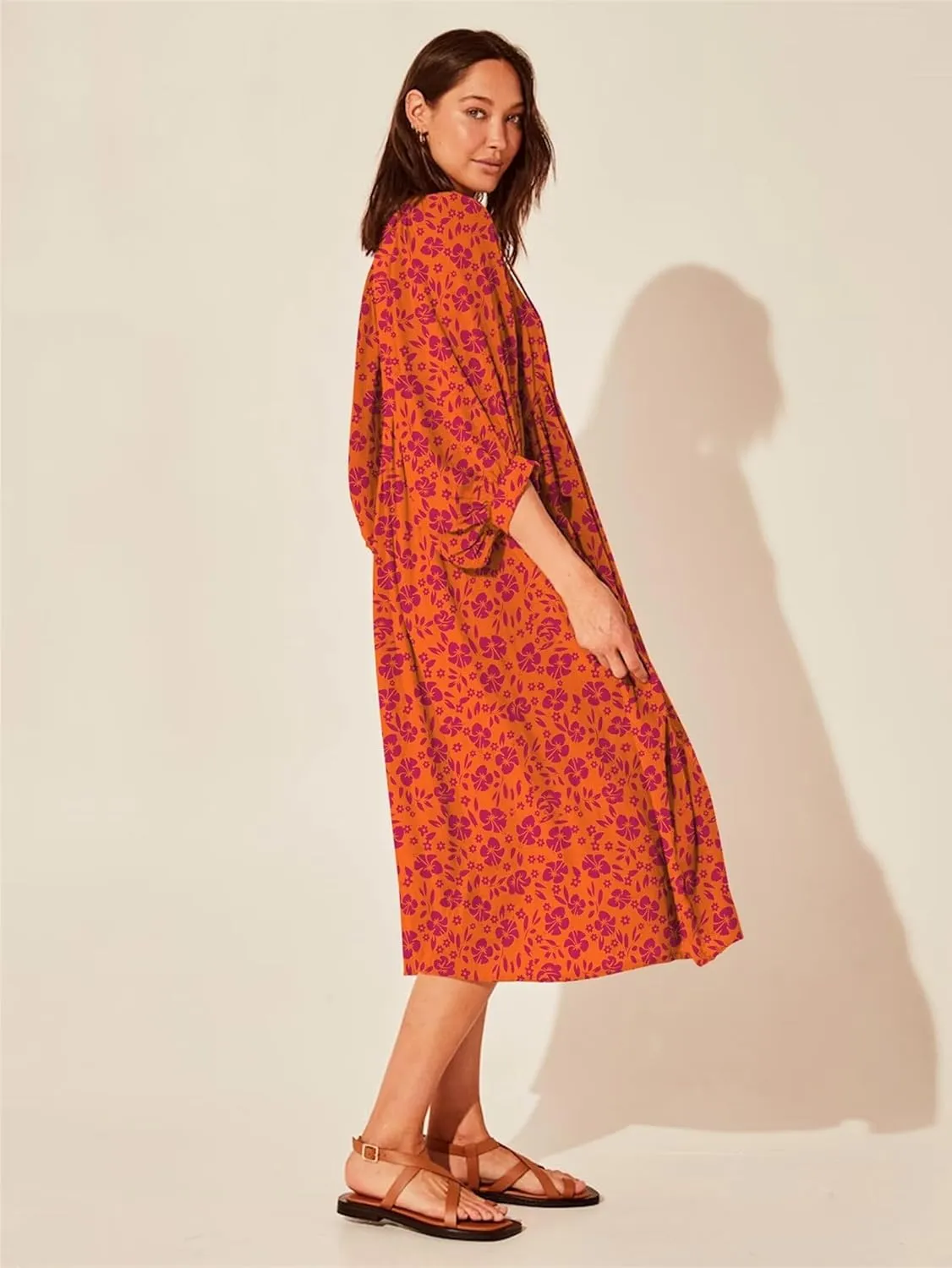 Women Summer Dresses Casual Floral Short Sleeve Dresses Loose Flowy Dresses Vacation Beach Dress Plus Size Maxi Dress