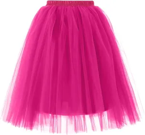 Women's 1950s Petticoat Skirts Adult Puffy Tutu Skirt Pleated Tulle Petticoat Tutu Underskirt Puffy Tutu Skirt