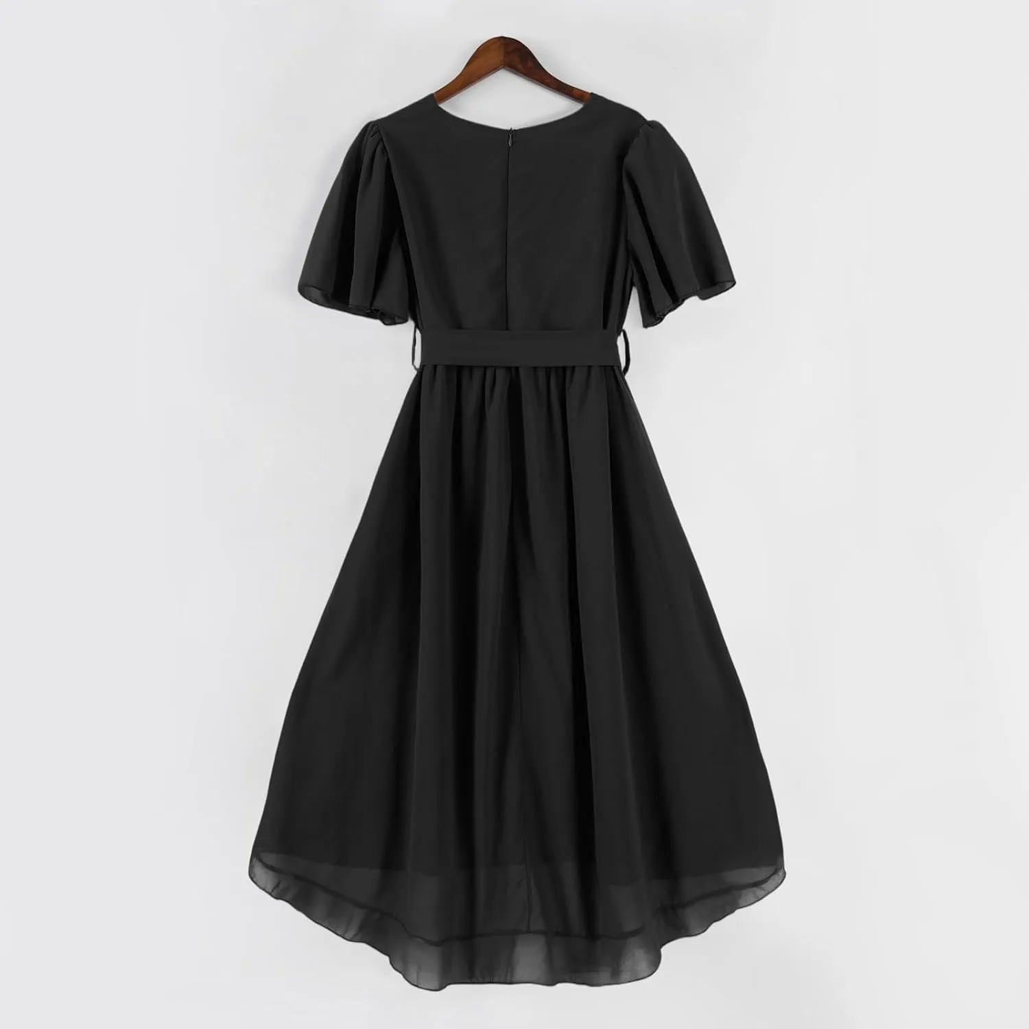 Womens Boho Floral Printed Chiffon Dresses 2025 Elegant V Neck Belted Summer Wedding Prom Cocktail Midi Dress