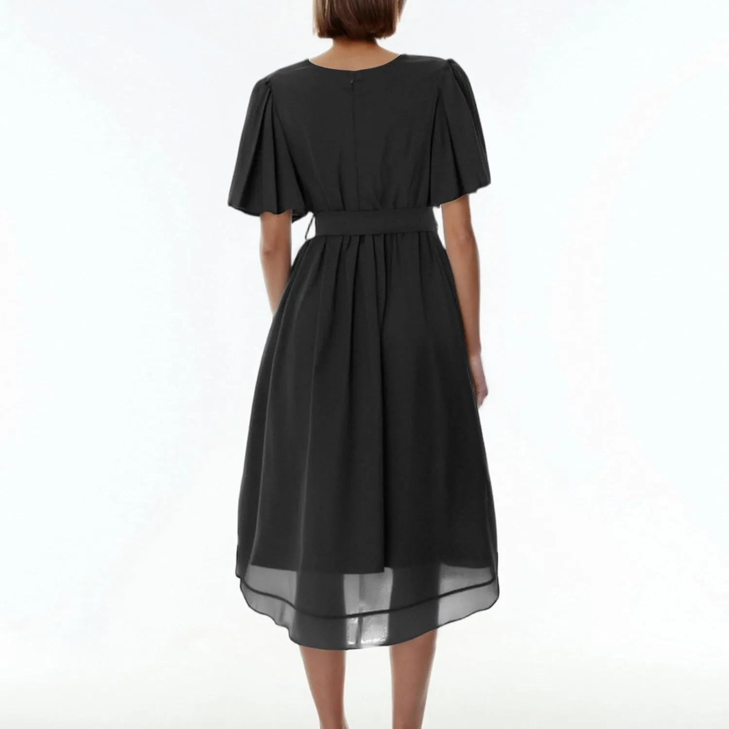 Womens Boho Floral Printed Chiffon Dresses 2025 Elegant V Neck Belted Summer Wedding Prom Cocktail Midi Dress