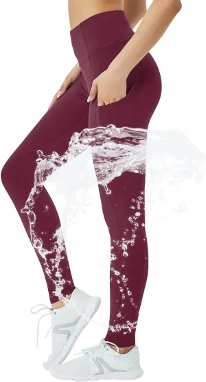 Women's Fleece Lined Leggings with Pocket Waterproof High Waisted Thermal Winter Yoga Pant for Women Workout