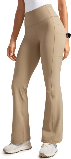 Womens High Waisted Medical Flare Scrub Pants 31" - 7 Pockets Wide Leg Bootcut Yoga Scrub Leggings Work Pants