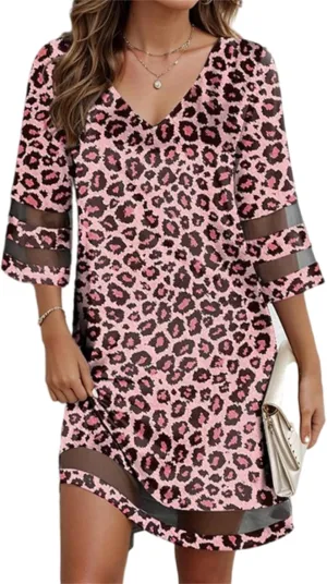 Womens Summer Casual Dresses Floral V Neck Mini Dress Beach Dresses for Women Vacation Going Out Dresses Plus Size