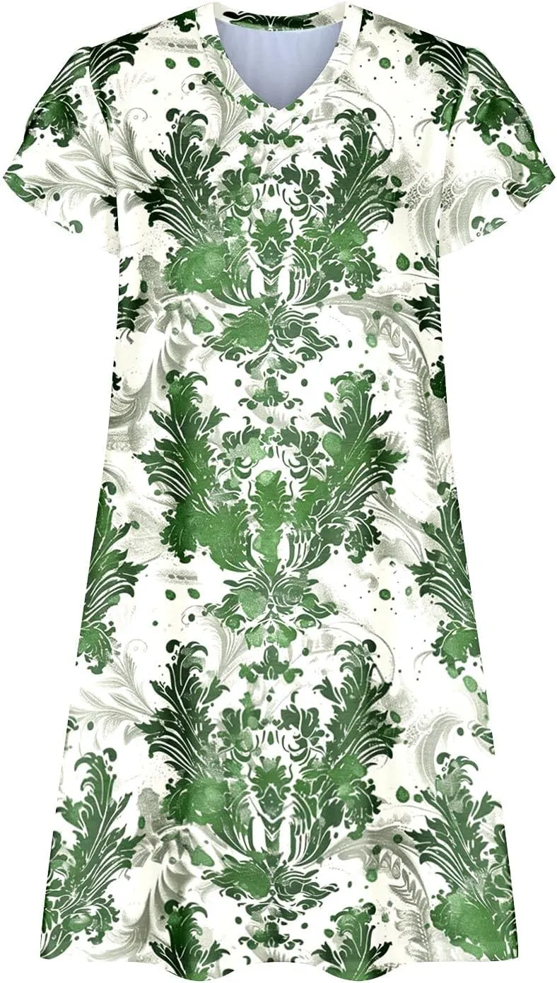 Womens Summer Dresses Casual Floral Sun Dresses Mini a-line Dress Flowy Beach Swing Dress 2025 Vacation with Pockets