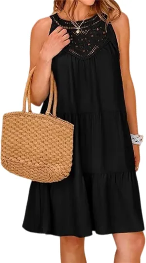 Womens Summer Dresses Casual Loose Sundress Sleeveless Flowy Mini Dresses Cute Boho Vacation Beach Dresses Plus Size
