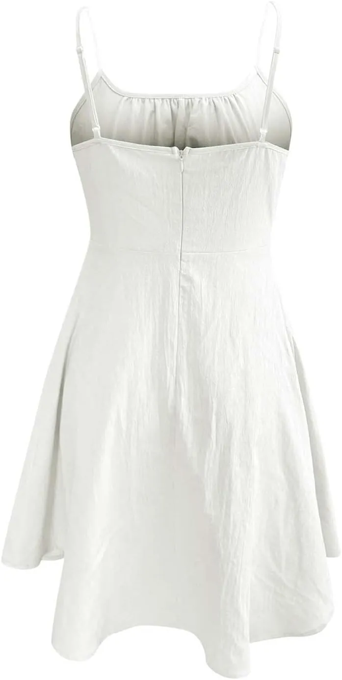 Women's Summer Floral Sun Dress Sleeveless Halter Neck Flowy Ruffle Hem Short Boho Mini Dresses Wedding Guest with Belt