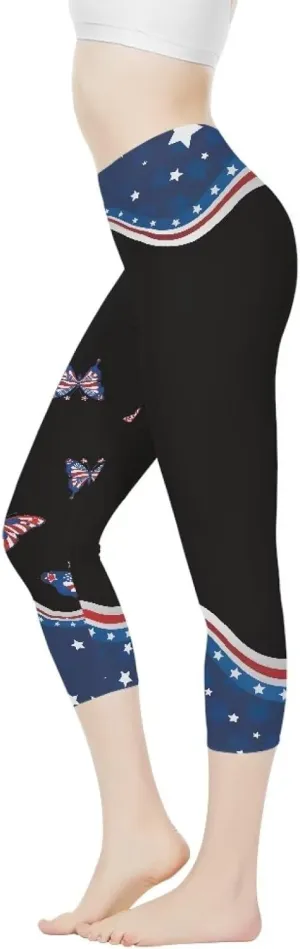 Womens Yoga Pants High Waist Stretch Workout Running Legging Tummy Control Sports Capri Pant Joggers