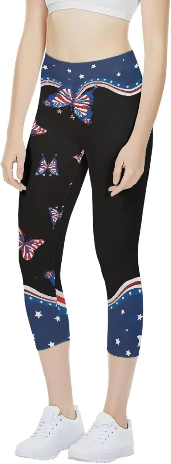 Womens Yoga Pants High Waist Stretch Workout Running Legging Tummy Control Sports Capri Pant Joggers