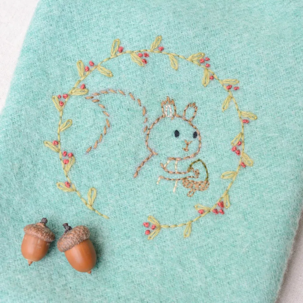 Woodland Squirrel Embroidery Pocket Pattern