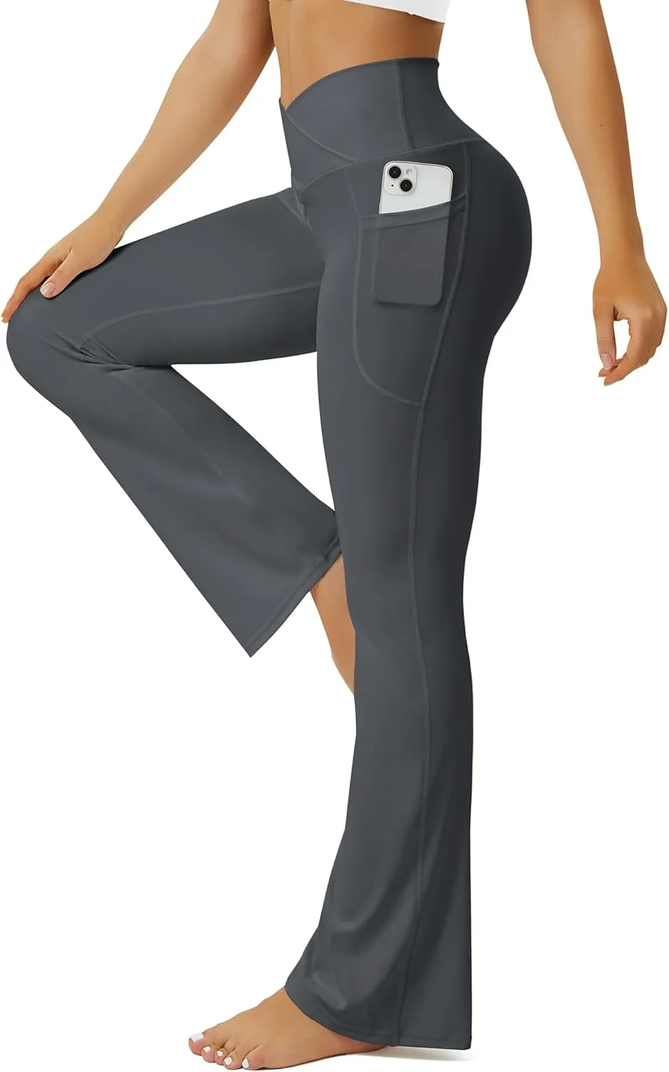 Yoga Pants Women, Flare Leggings for Women with Pockets Crossover High Waisted Bootcut Yoga Pants