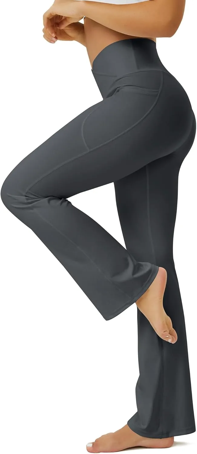 Yoga Pants Women, Flare Leggings for Women with Pockets Crossover High Waisted Bootcut Yoga Pants