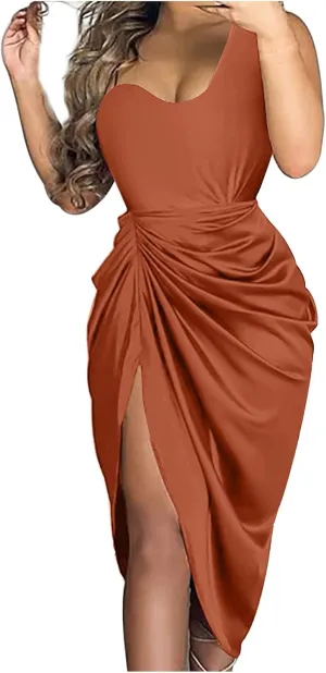 ZEFOTIM Sexy Dresses for Women 2024 Sleeeless Midi Bodycon Slit Dress Sexy Wrap Party Club Dresses